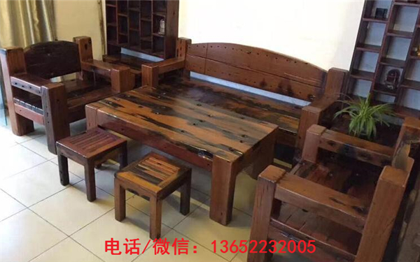 老船木沙发茶几组合家具中式仿古原生态沙发组合客厅茶几万字组合