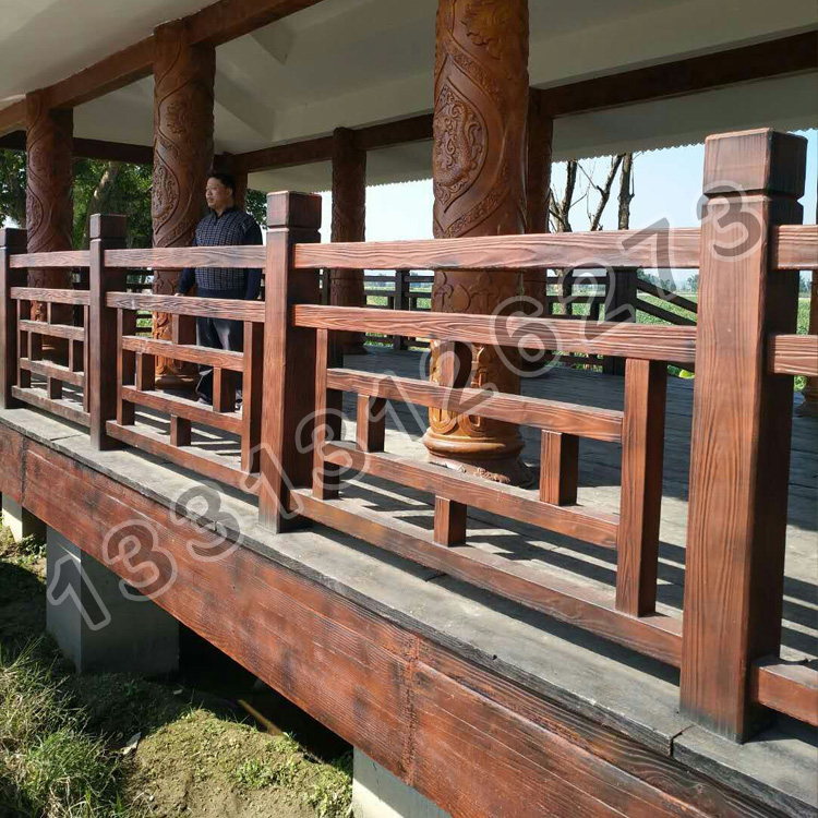 水泥仿木栏杆制作仿木艺术围栏杆报价及安装方式图片