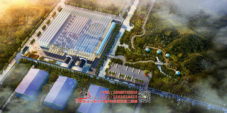 厂房3D鸟瞰图设计制作，厂区/厂房鸟瞰图，杭州效果图公司