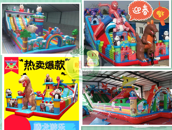 郑州市新款充气城堡价格厂家哇塞儿童充气组合滑梯蜘蛛侠变色龙火爆上市 新款充气城堡价格多少