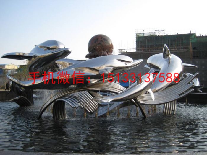 不锈钢海豚雕塑，不锈钢景观雕塑生产厂家