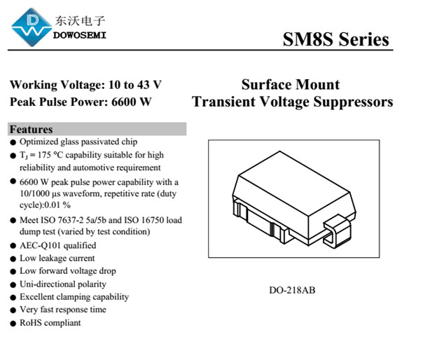 SM8S22A大功率TVS管批发