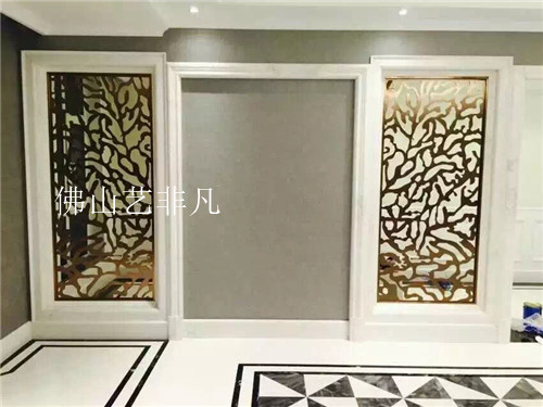 许昌新款铝艺雕刻屏风 室内装饰红古铜隔断订做图片
