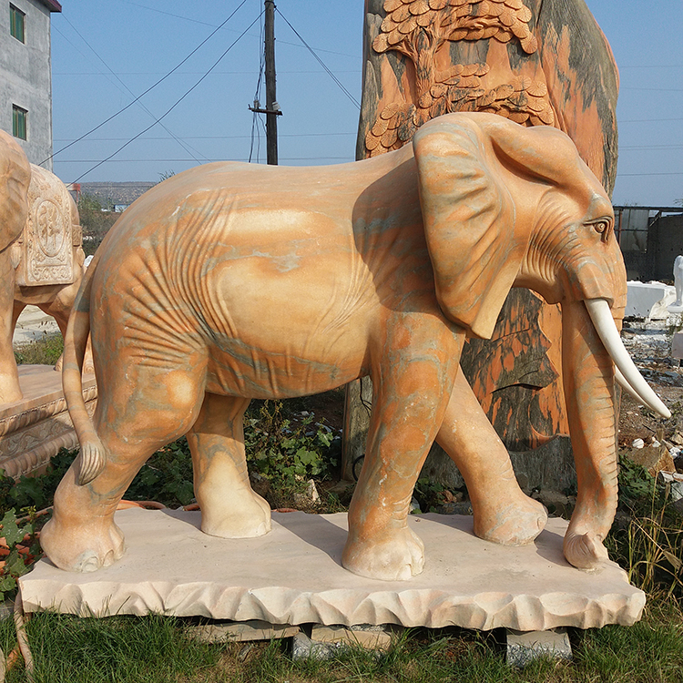 全国直销晚霞红石雕大象门口石头象供应商家汉白玉石雕大象 石雕大象的寓意 喷水小象雕刻