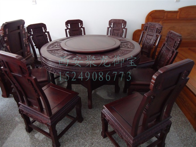 西安实木餐桌椅价格-老榆木餐桌尺寸-红木餐桌椅报价图片图片