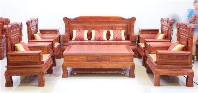 仿古沙发-实木沙发-红木沙发-老榆木沙发-中式沙发-定做图片