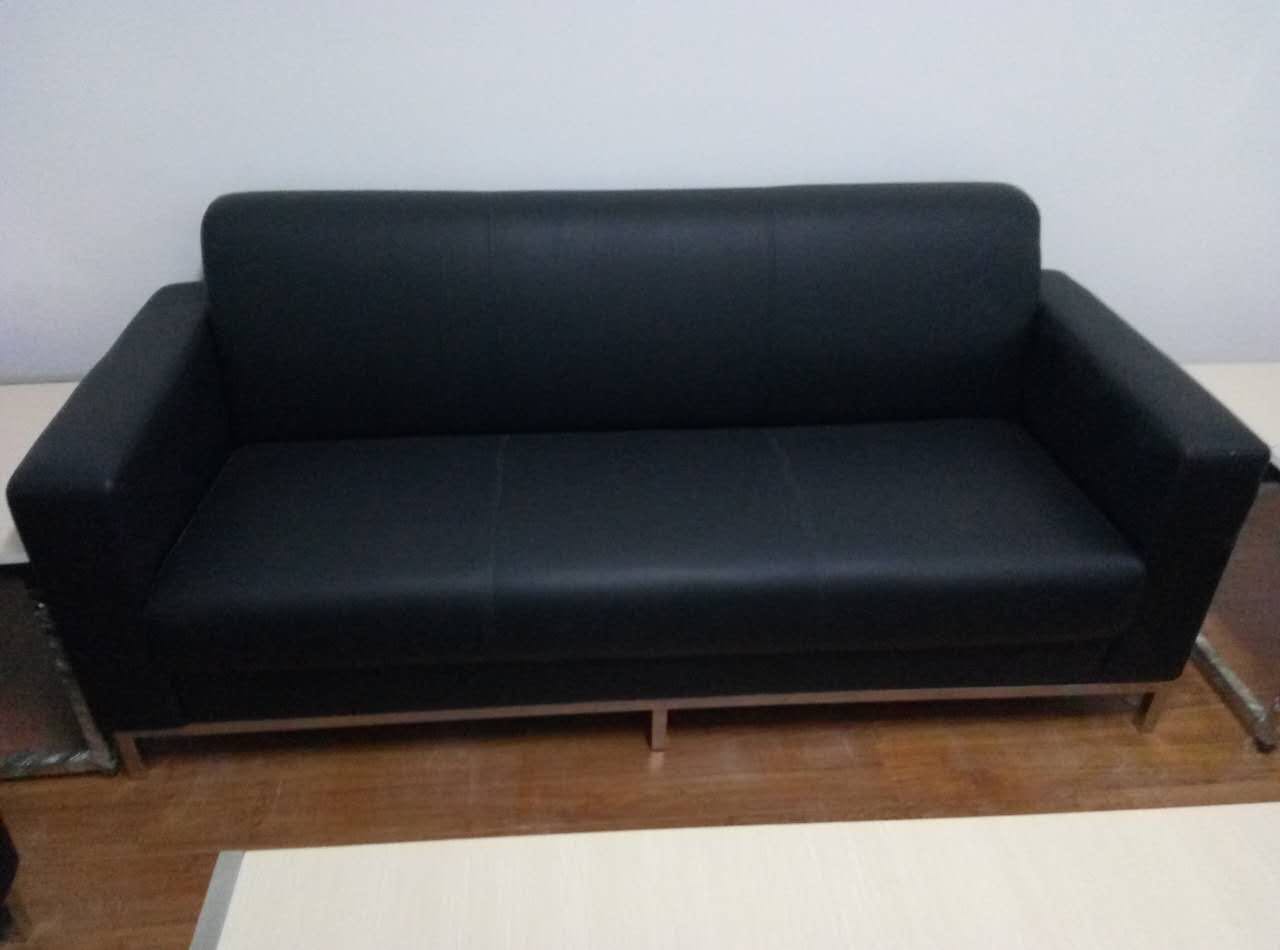 办公沙发床三人位多功能折叠商务办公室沙发简约现代接待会客黑色