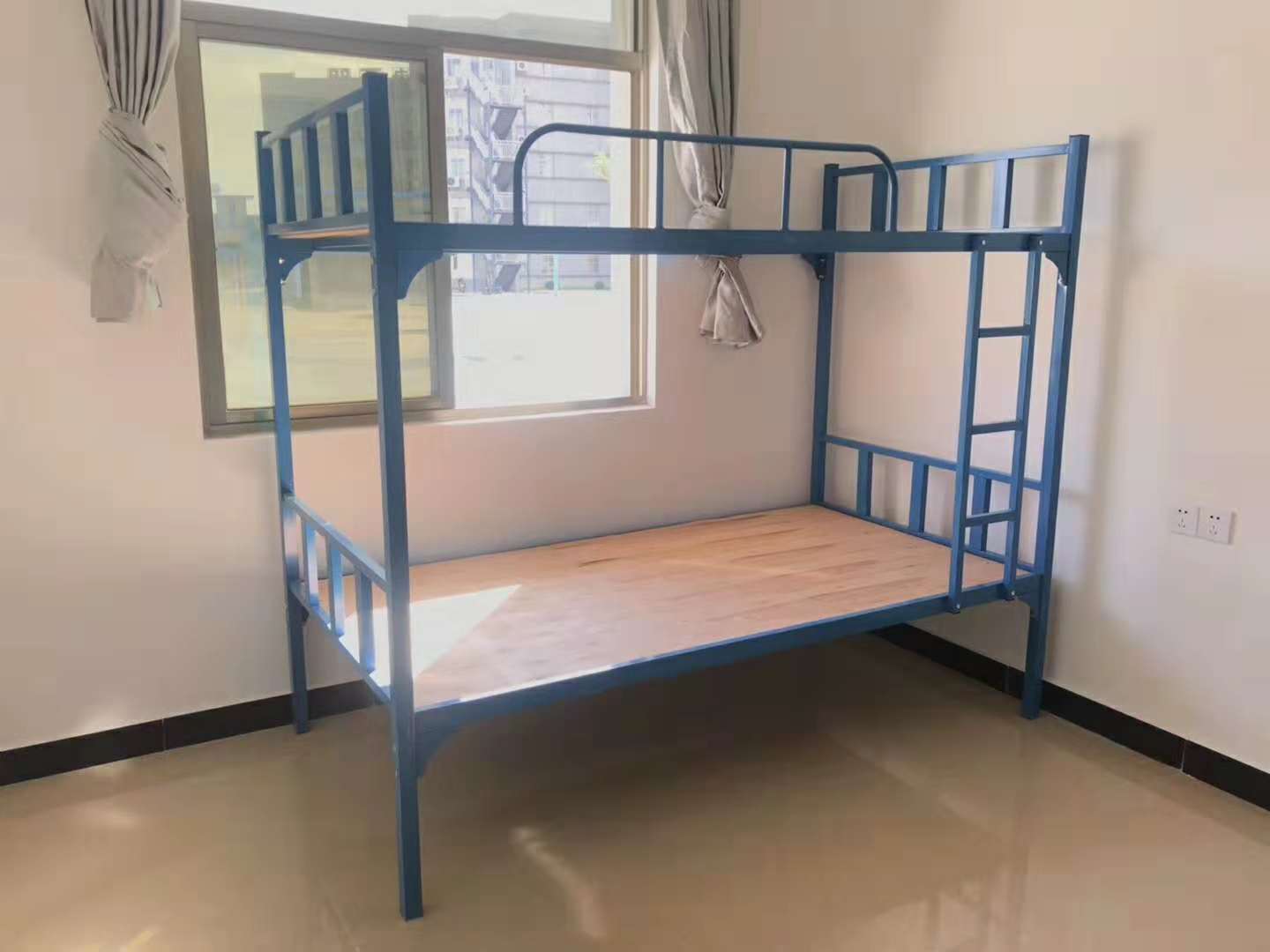厂家销售上下铺床高低床双层床铁床 白色右爬梯下铺 双层子母床 白色右爬梯下铺图片