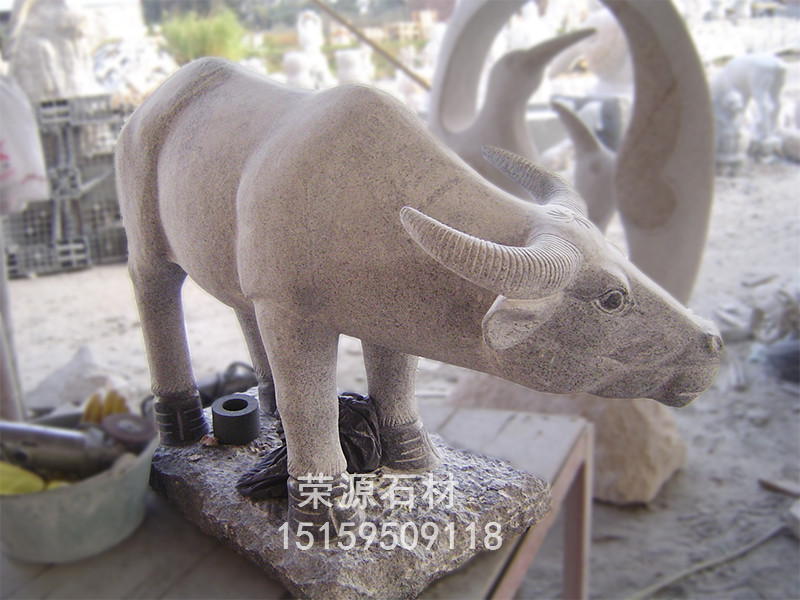 石雕动物雕塑 石雕牛 12生肖牛 园林景观水牛雕刻图片