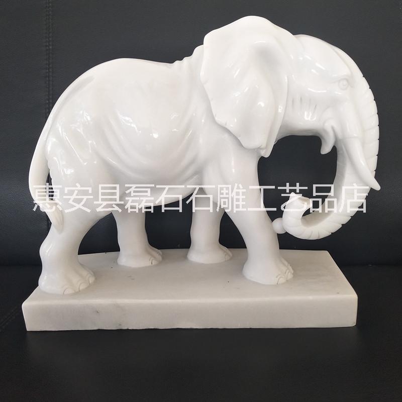 工艺品小象厂家现货 石雕大象汉白玉材质办公室别墅招财工艺品小象