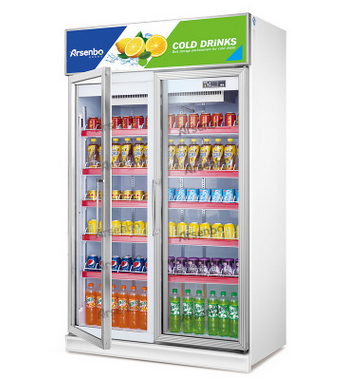 便利店双门冷藏柜 饮料展示柜  商用两门立式冰柜