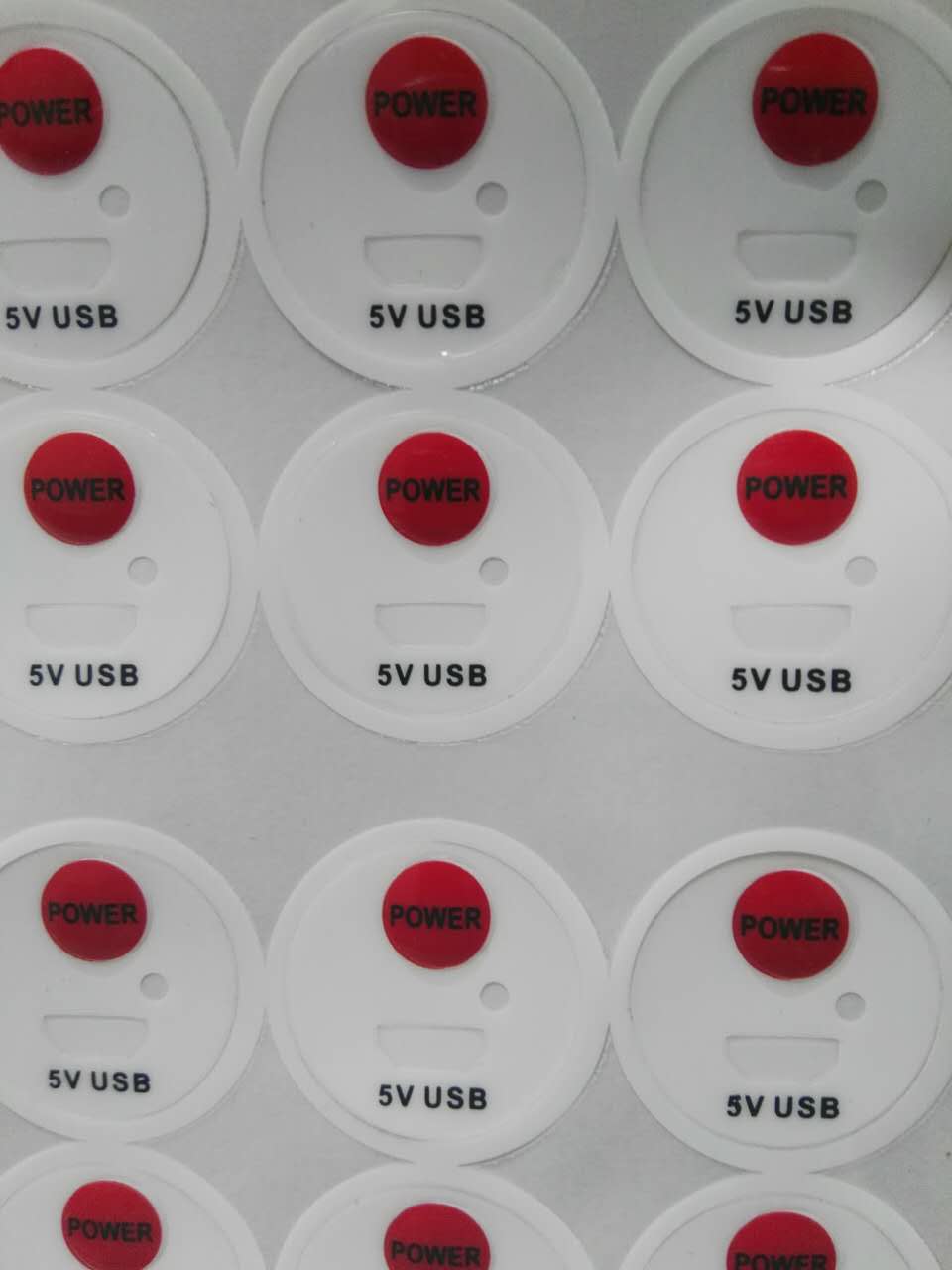 定制各类灯开关按键带USB端口标牌接口充电面板贴PET标牌PVC标贴PC定做面贴