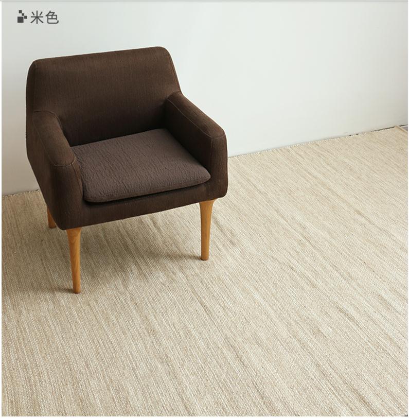 印度进口羊毛地毯客厅茶几北欧风格纯色日式现代简约卧室棉麻亚麻