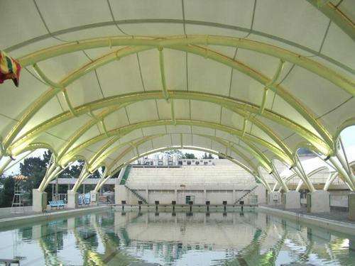 【免费设计安装】游泳池遮阳篷 遮阳棚 阳光板雨棚 池边景观棚 游泳池遮阳棚图片