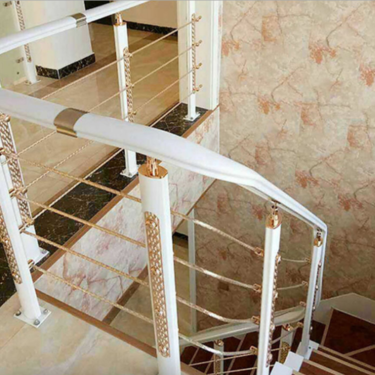 厂家直销新款白色金色室内家装楼梯