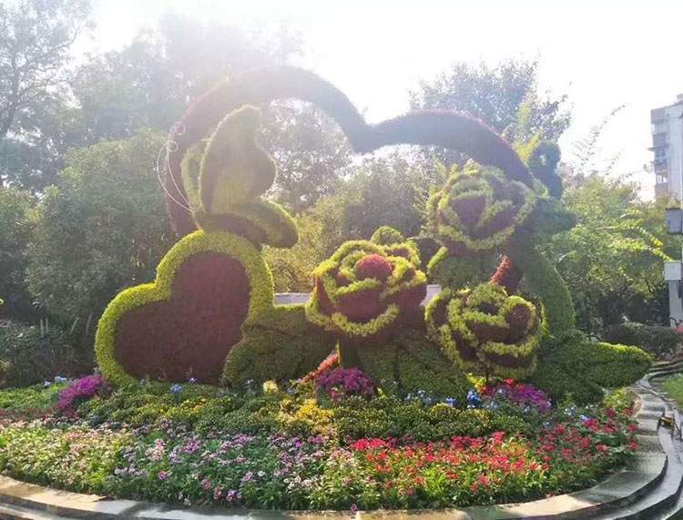仿真动物绿雕塑工艺品公园广场五色花坛景观