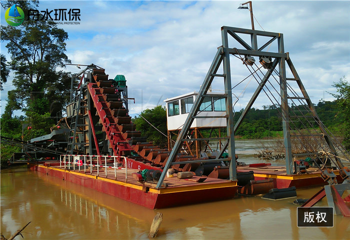 链斗式淘金船 江河淘金船 河道水域淘金船机械设备