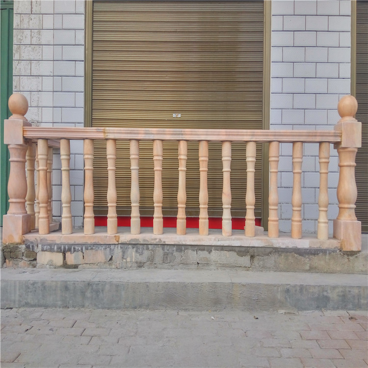 阳台大理石护栏栏板 雕刻晚霞红围栏厂家图片