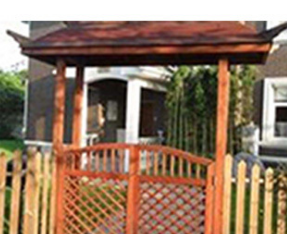 防腐木门户外双开门庭院实木拱门碳化木网格门栅栏围栏庭院花园门图片