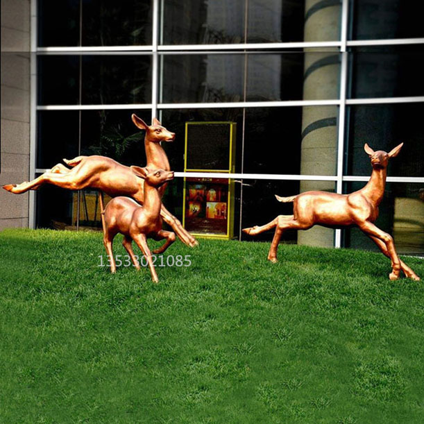 户外园林景观玻璃钢仿铜鹿雕塑摆件 仿真动物抽象鹿雕塑 玻璃钢仿真鹿雕塑