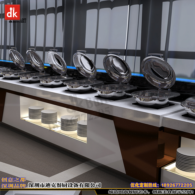 迪克自助餐厅设计定制厨房设备 移动自助餐台备餐台