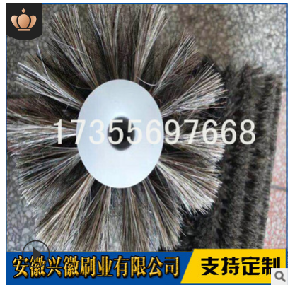 安庆市圆形辊刷子厂家-兴徽尼龙刷轮供应商-小型毛刷空心圆形轮价格图片