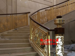 专业设计高档铜楼梯扶手 铜艺精雕镜面玫瑰金楼梯护栏图片