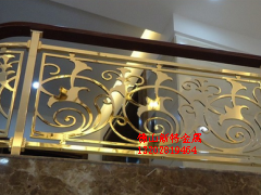 豪华铜楼梯扶手栏杆 仿铜电镀玫瑰金护栏图片