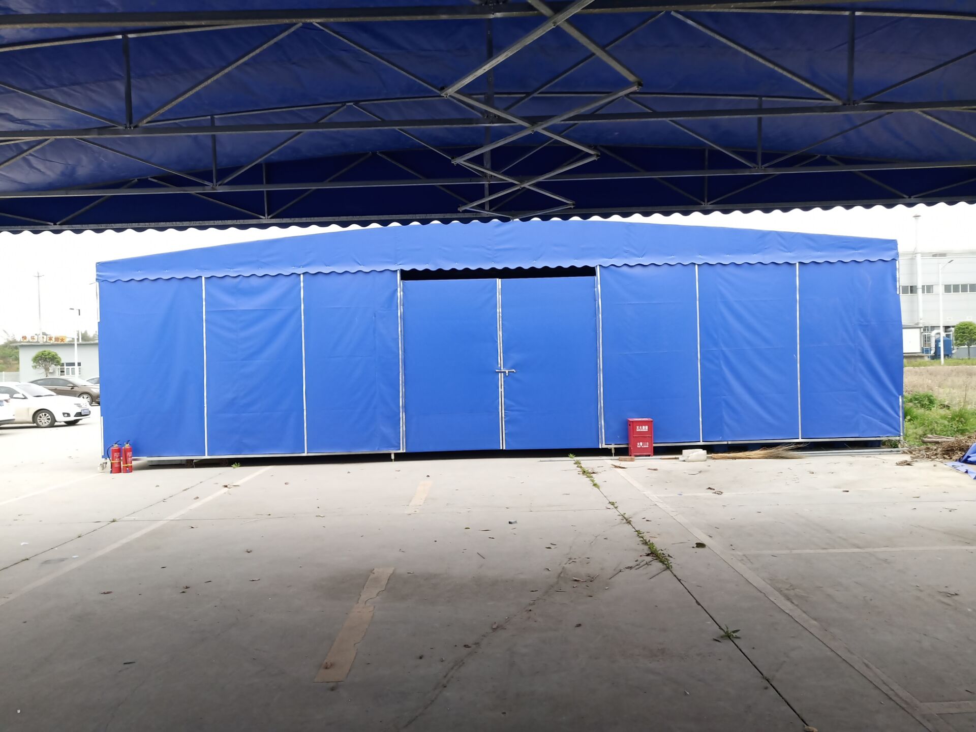 雅安建筑场地大型推拉雨棚遮阳挡雨-遮阳雨蓬-挡雨蓬-工地专用-尺寸定制图片