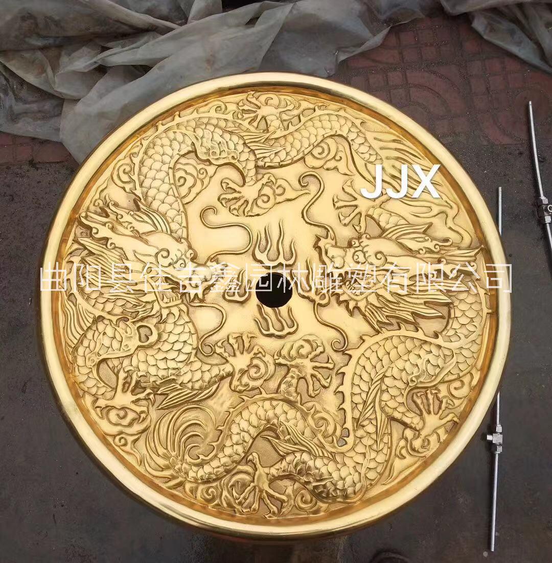 大号民俗铜钱摆件制作铸铜双龙戏珠浮雕定制