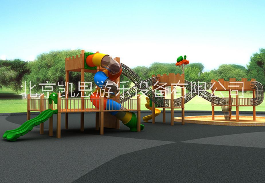 儿童实木滑梯幼儿园组合滑梯定制度假村木质树屋滑梯拓展攀爬架