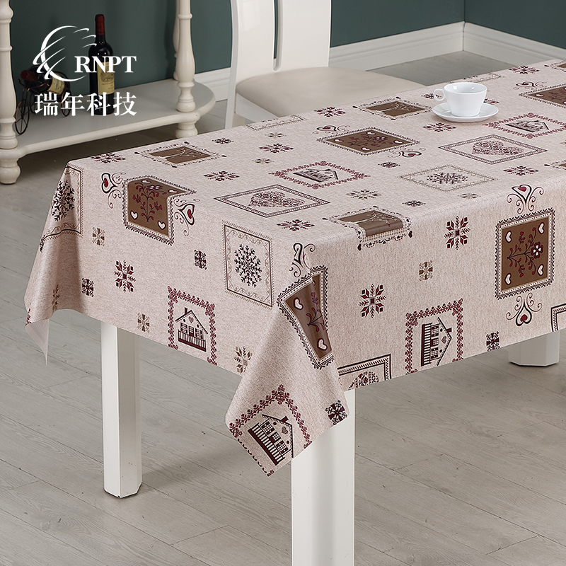 RNHS瑞年 厂家热销防水棉麻台布客厅茶几布长方形餐桌布PVC塑料台布图片