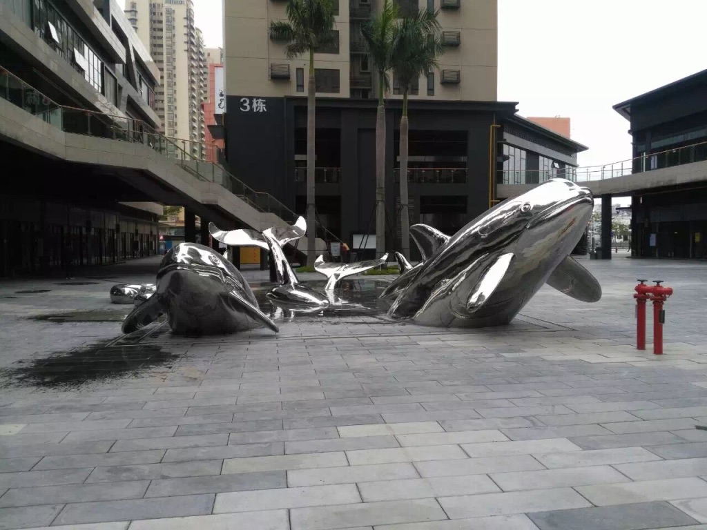 地产广场大型不锈钢动物海豚雕塑制作厂家 需要多少钱图片