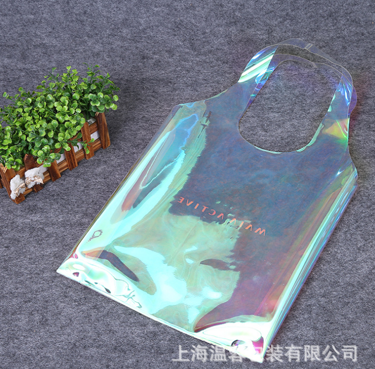 幻彩镭射pvc手提袋  购物手提袋 可定做 时尚广告宣手提袋 传防水塑料手提袋  化妆品包装袋图片