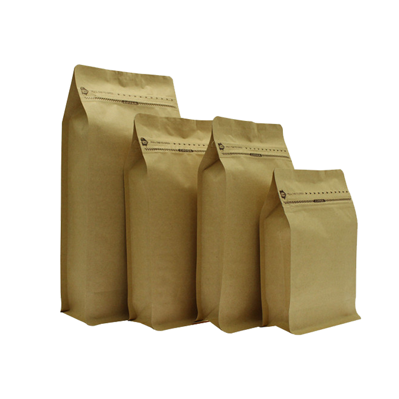 咖啡豆排气阀牛皮纸袋茶叶袋八边封咖啡袋侧拉链铝箔食品包装袋 咖啡袋茶叶牛皮纸袋