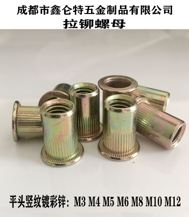 碳钢镀彩锌拉铆螺母M3-M12大量供应四川/成都/重庆/碳钢镀彩锌拉铆螺母M3-M12