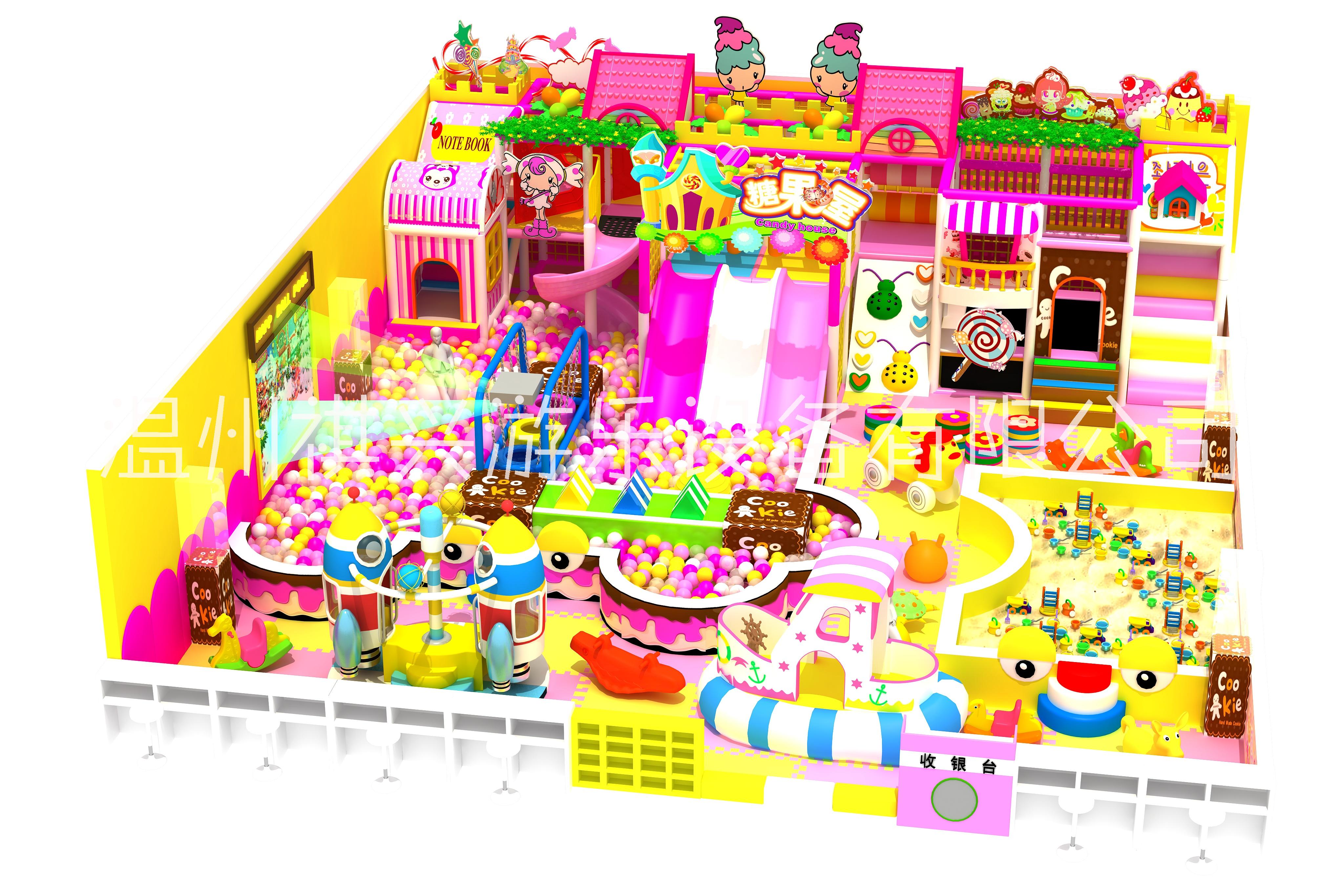 淘气堡儿童乐园 室内小型游乐场 糖果主题大型商场滑梯 蹦床乐园图片