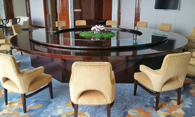 酒店包房大型电动餐桌 实木电动餐桌椅定制