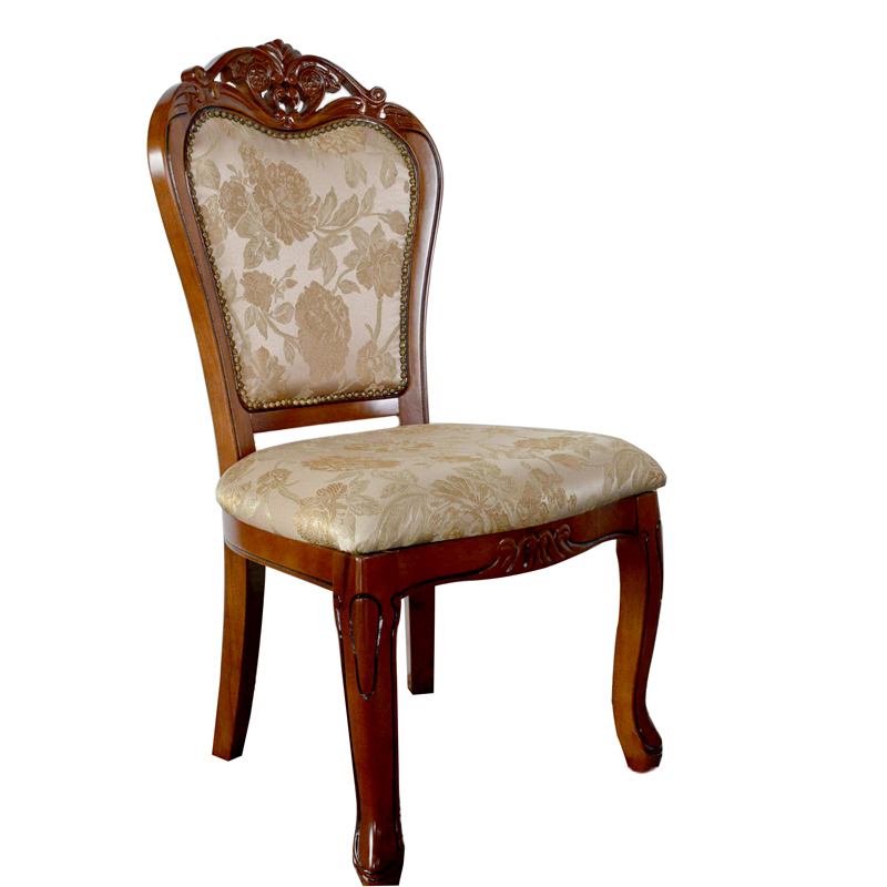 古典中式软包餐椅实木椅子休闲靠背椅布艺家用餐桌椅花布配椅定制图片