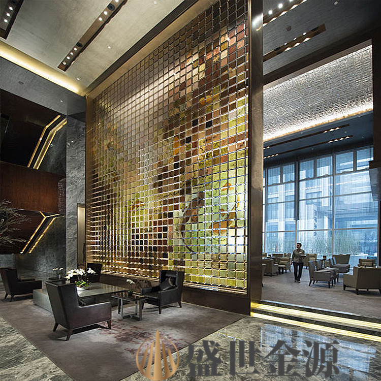广州酒店拉丝钛金不锈钢屏风 不锈钢镂空屏风