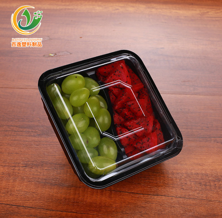 一次性鲜果切盒水果打包塑料二四分格水果盒子草莓一次性水果盒图片