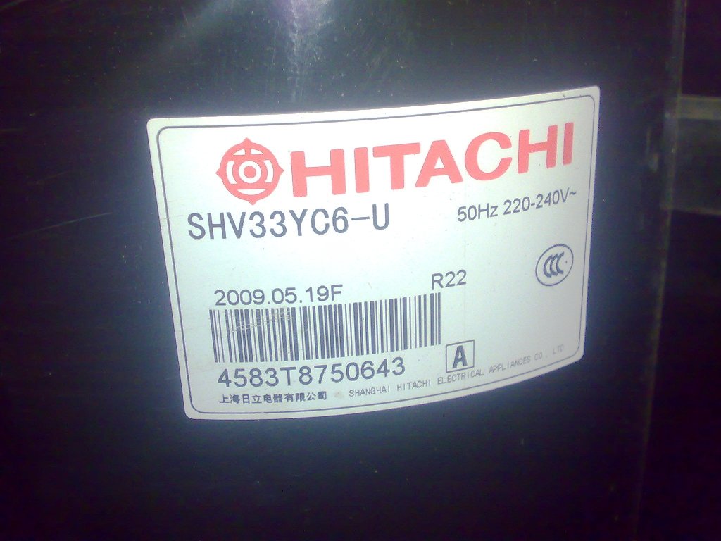 SHV33YC6-U SHV33YE6UG原装上海日立3匹空调热泵压缩机平脚图片
