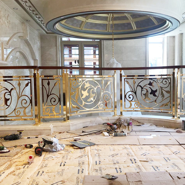 北京别墅铜艺楼梯扶手护栏缔造家的 铜艺雕花楼梯扶手护栏图片