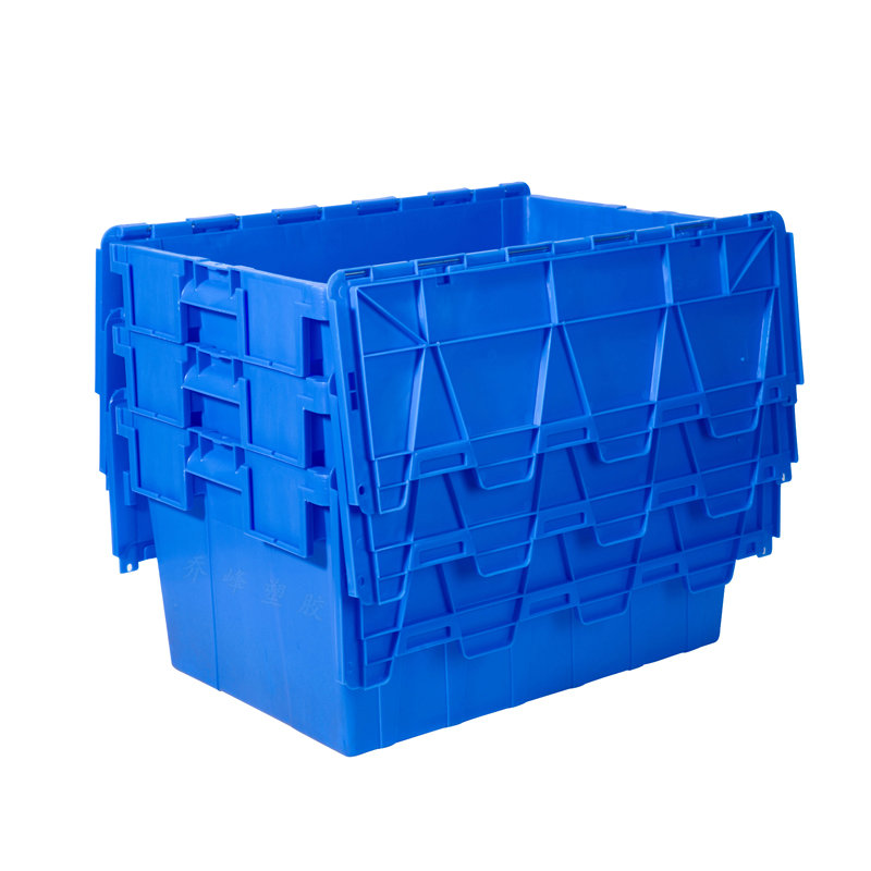 1#物流箱供应 1#物流箱600*400*300  配盖物流箱 翻盖可重叠箱 全新料物流胶箱 超市物流箱