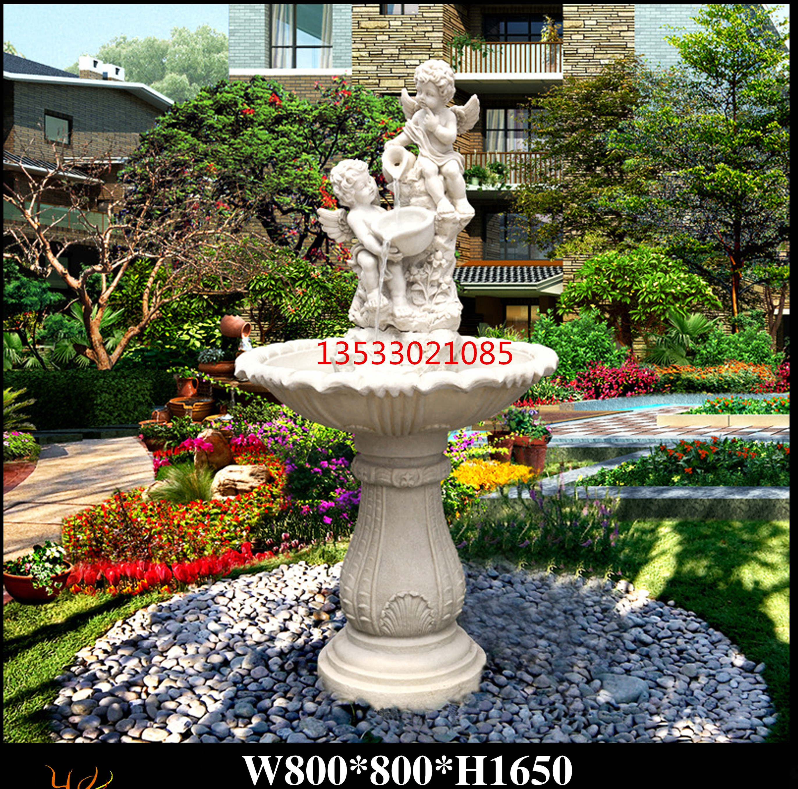 广州市欧式雕塑小天使喷水喷泉雕塑厂家