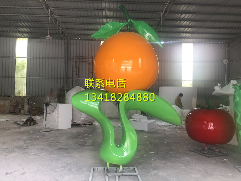 供应果园仿真蔬菜水果柑桔橙子模型玻璃钢橘子雕塑