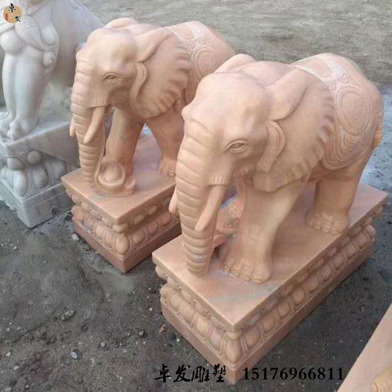 大象石雕卓发雕塑加工销售石雕大象  动物石雕大象雕塑  雕刻大象酒店摆件 大象石雕