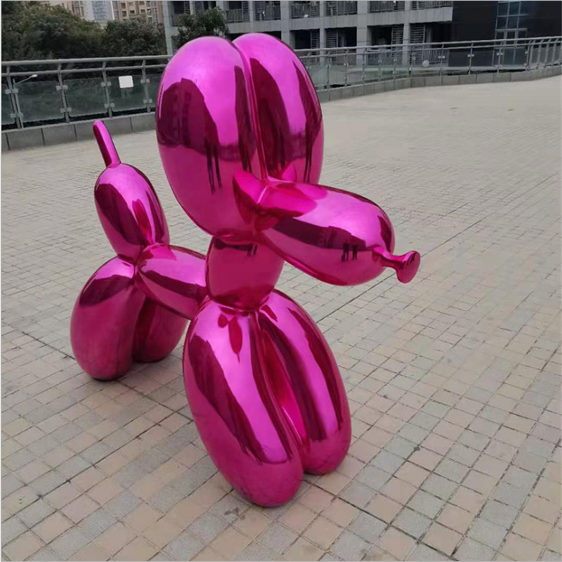 不锈钢气球狗雕塑电镀不锈钢气球狗雕塑