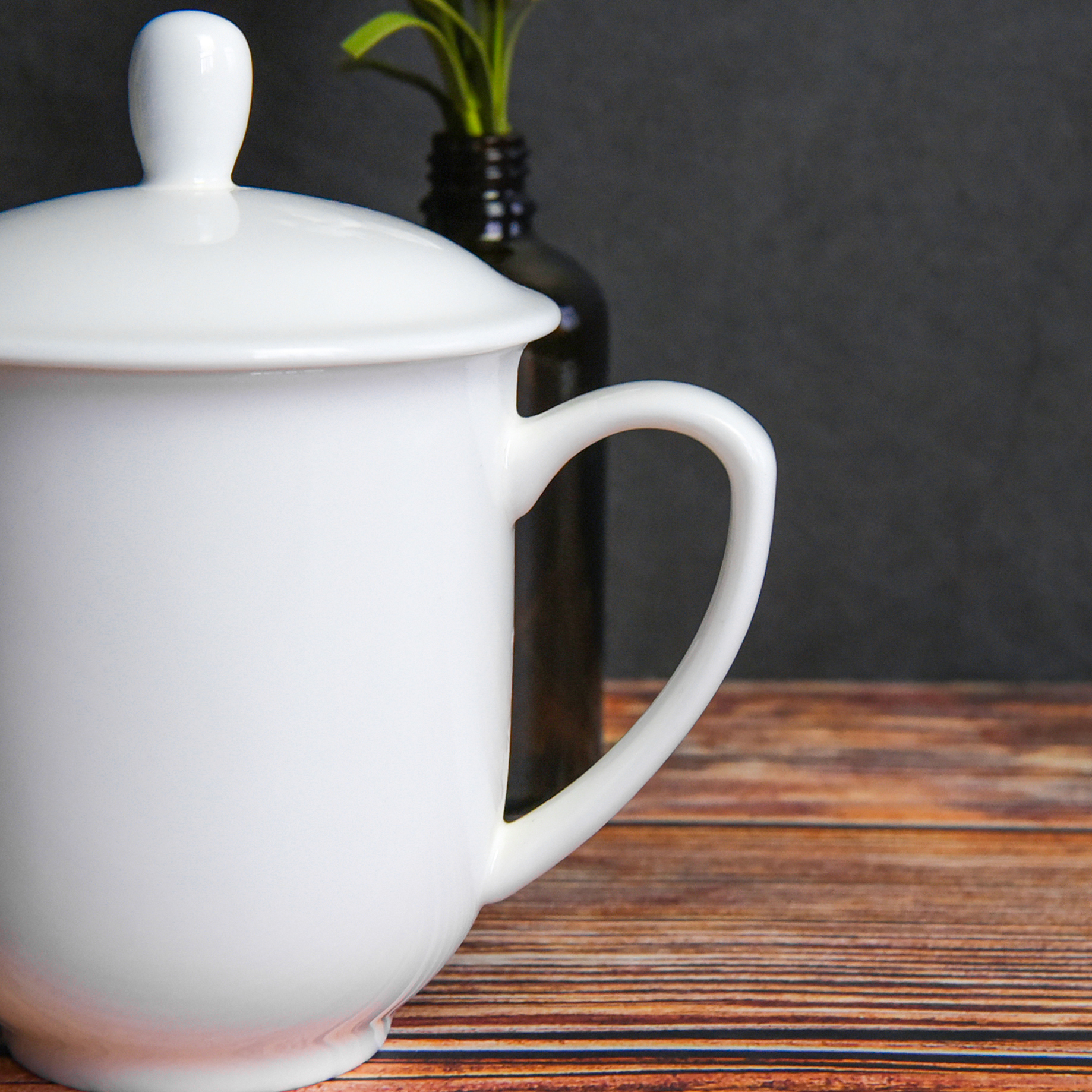 唐山市骨瓷带盖茶杯厂家骨质瓷茶水杯盖杯白色礼品杯 骨瓷带盖茶杯