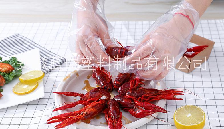 一次性塑料手套 食品级餐饮餐厅食堂吃龙虾烤肉使用图片